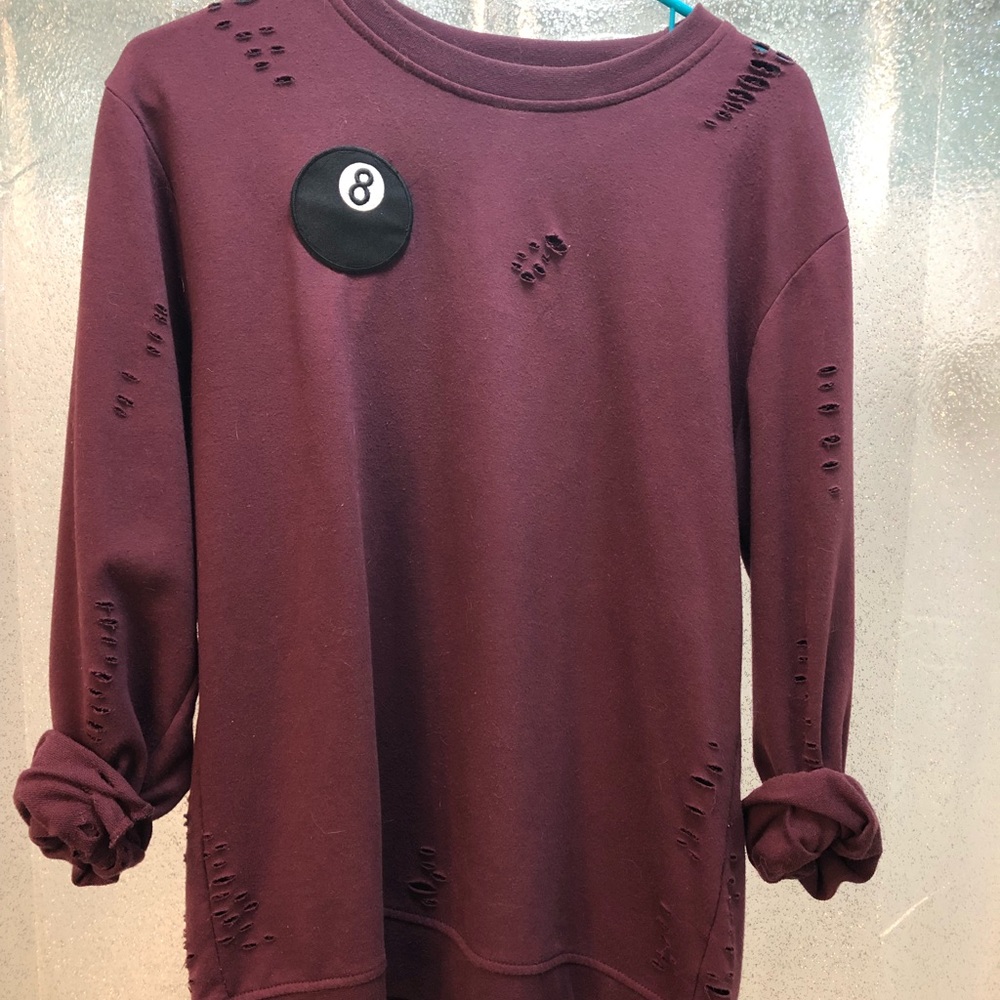 Maroon Destroyed Style Sweatshirt Patch
